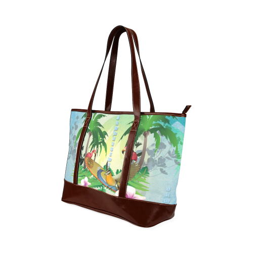 Tropical design with surfboard, palm and flamingo Tote Handbag (Model 1642)