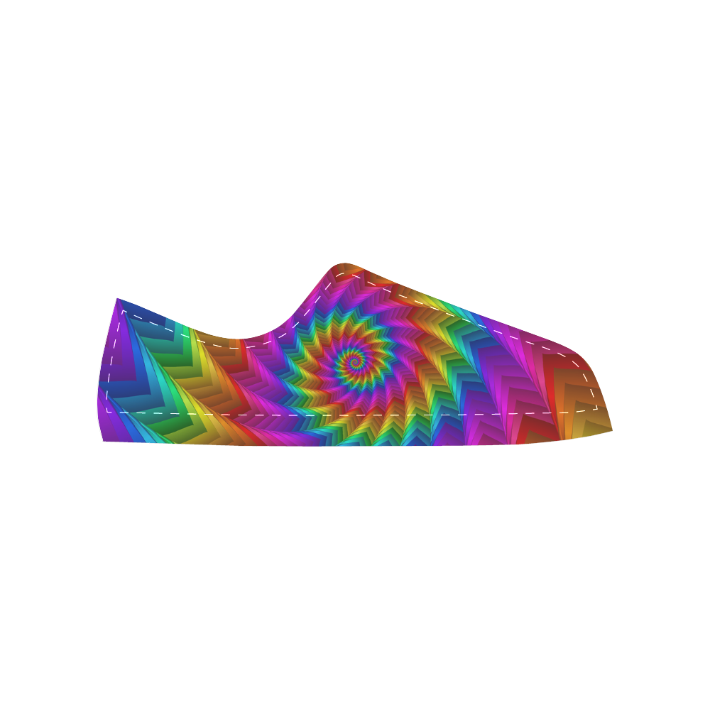 Psychedelic Rainbow Spiral Fractal Men's Classic Canvas Shoes (Model 018)
