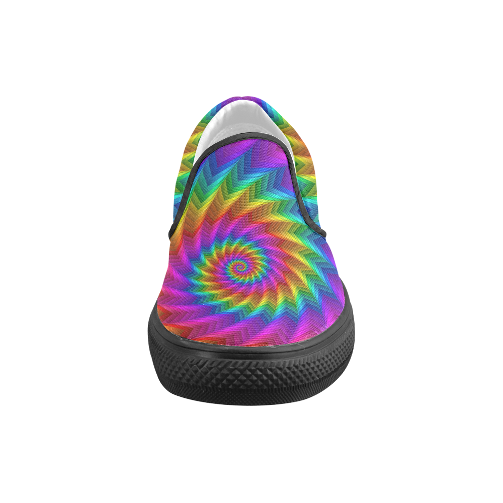 Psychedelic Rainbow Spiral Fractal Men's Unusual Slip-on Canvas Shoes (Model 019)