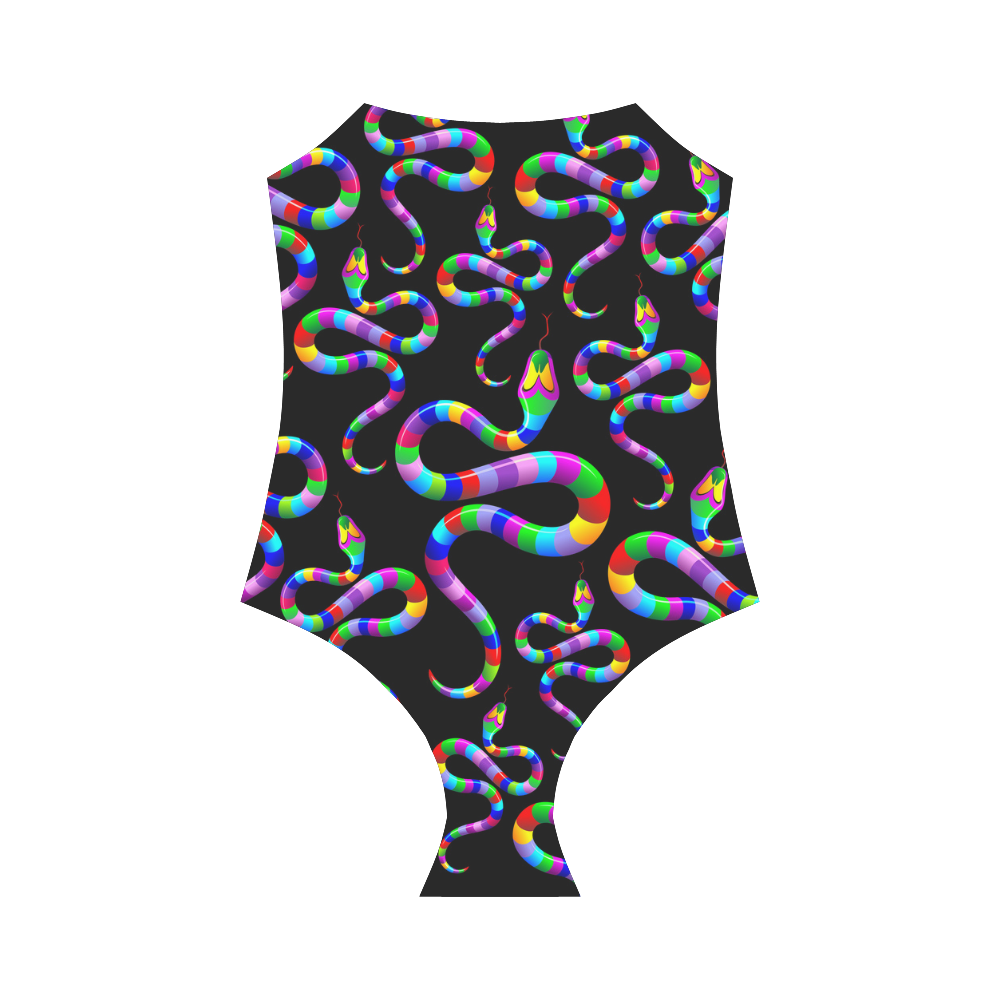 Snake Psychedelic Rainbow Colors Strap Swimsuit ( Model S05)