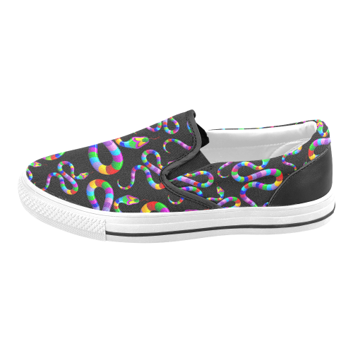 Snake Psychedelic Rainbow Colors Men's Slip-on Canvas Shoes (Model 019)