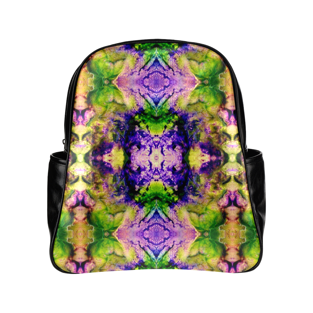 Green,Purple Yellow ,Goa Pattern Multi-Pockets Backpack (Model 1636)
