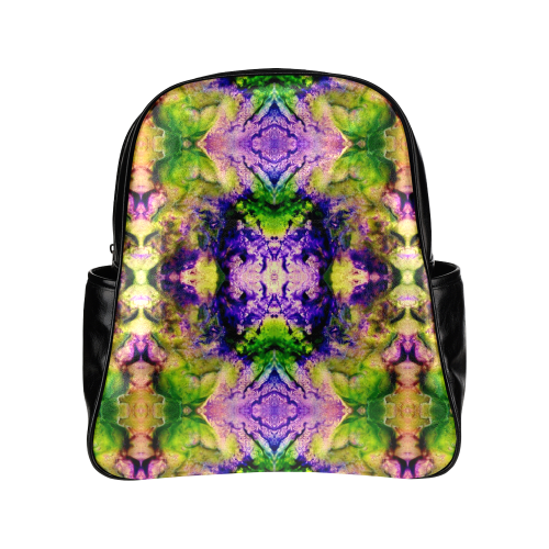 Green,Purple Yellow ,Goa Pattern Multi-Pockets Backpack (Model 1636)