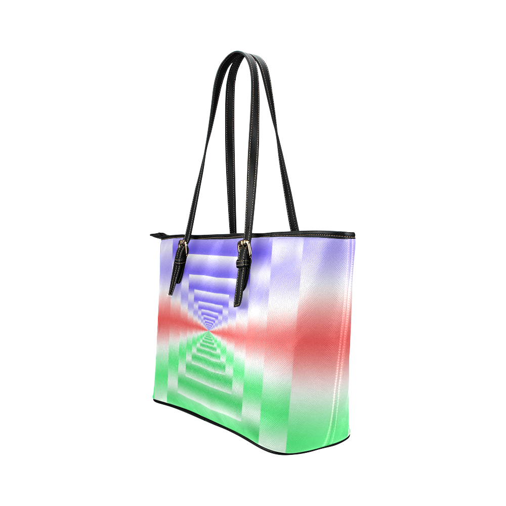 Colorful Endless Window Green Red Blue Leather Tote Bag/Small (Model 1651)