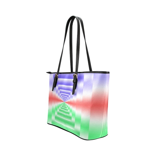 Colorful Endless Window Green Red Blue Leather Tote Bag/Small (Model 1651)