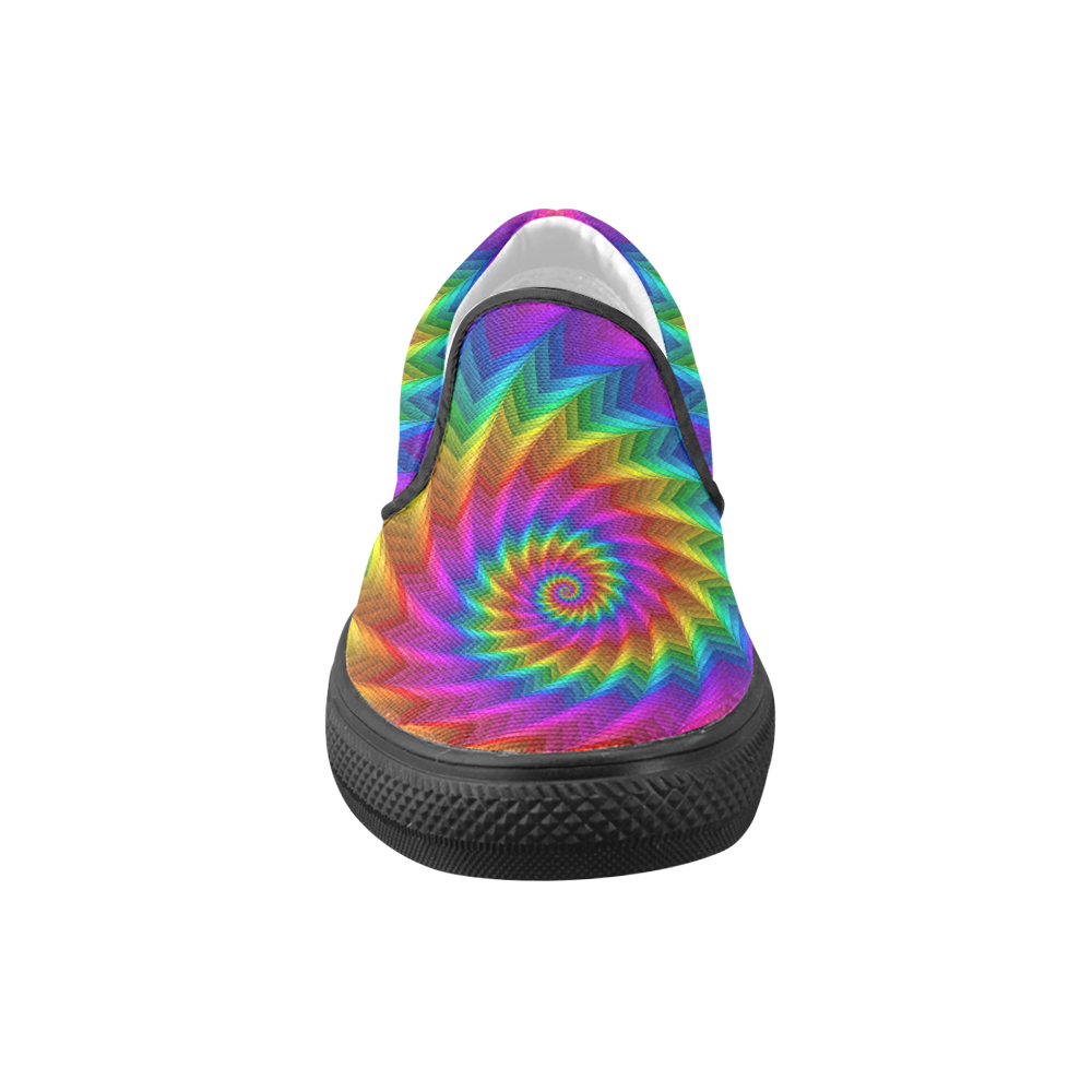 Psychedelic Rainbow Spiral Fractal Men's Unusual Slip-on Canvas Shoes (Model 019)