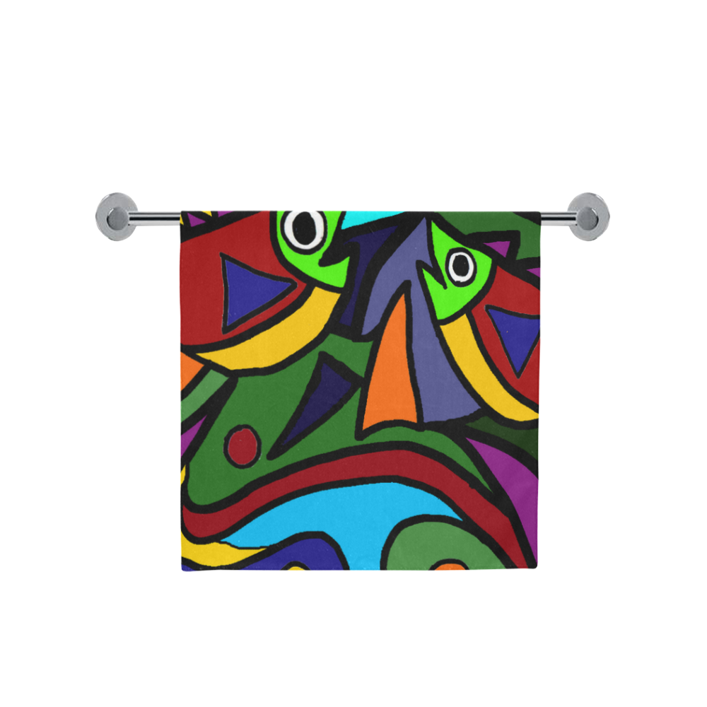Colorful Funky Fish Abstract Art Bath Towel 30"x56"