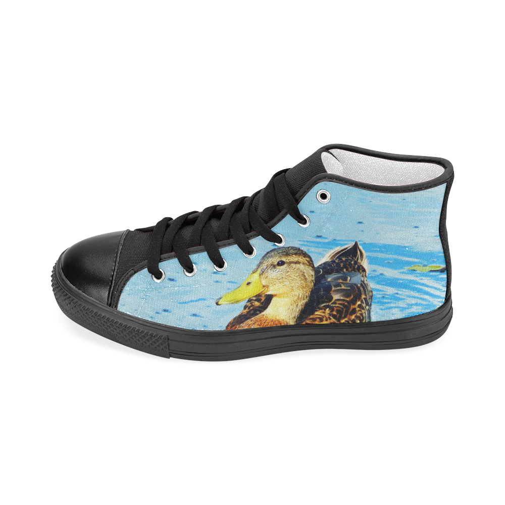 Duck Reflected Women's Classic High Top Canvas Shoes (Model 017)