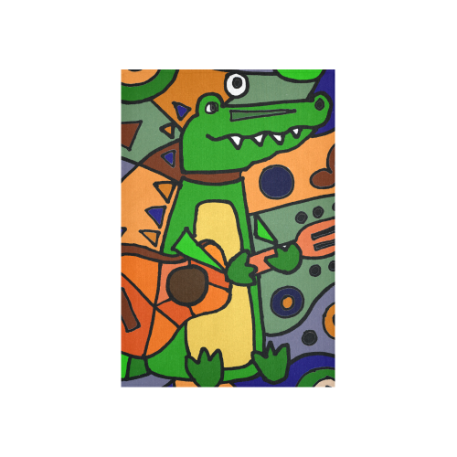 Funny Alligator Playing Guitar Art Cotton Linen Wall Tapestry 40"x 60"