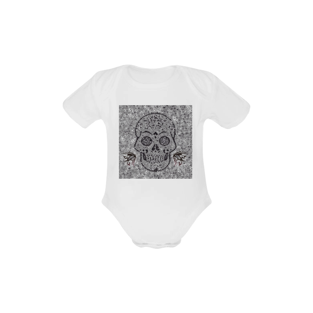 Mosaic Skull Baby Powder Organic Short Sleeve One Piece (Model T28)