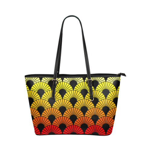 Firey Colors Mandala Sun Fans by ArtformDesigns Leather Tote Bag/Small (Model 1651)