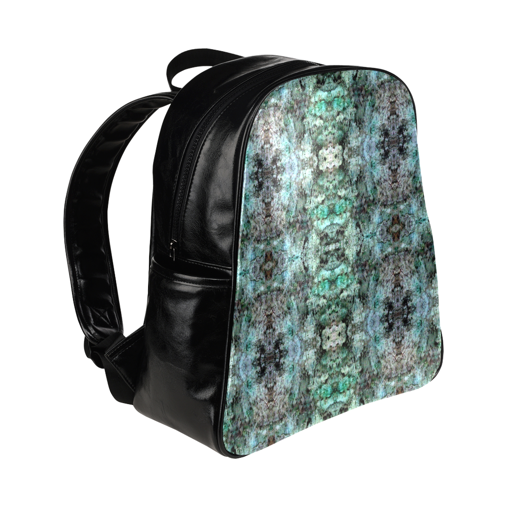 Green Black Gothic Pattern Multi-Pockets Backpack (Model 1636)