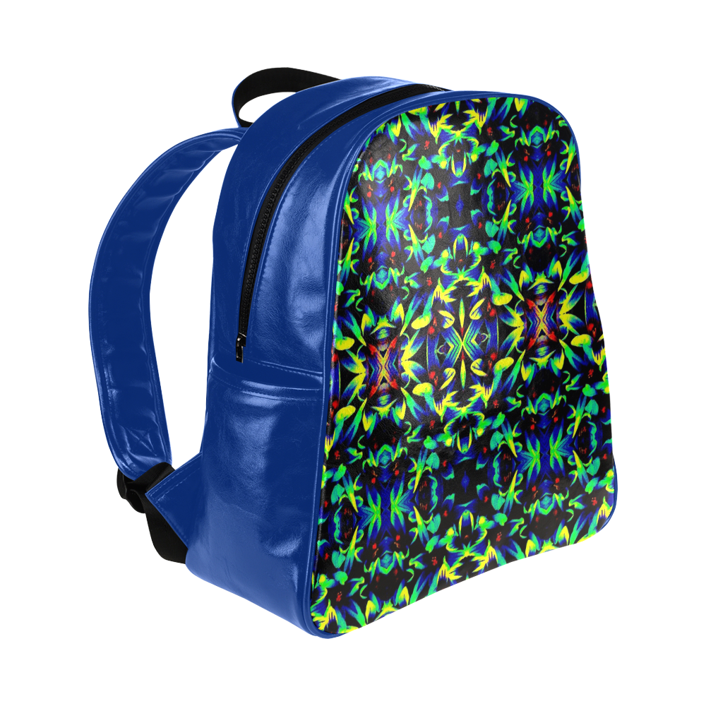 Cool Green Blue Yellow Design Multi-Pockets Backpack (Model 1636)
