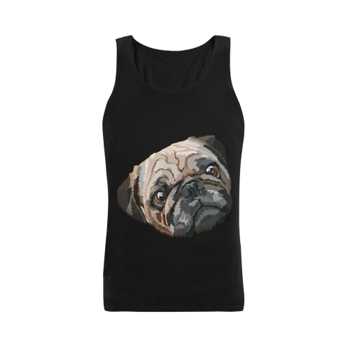 pug love Men's Shoulder-Free Tank Top (Model T33)