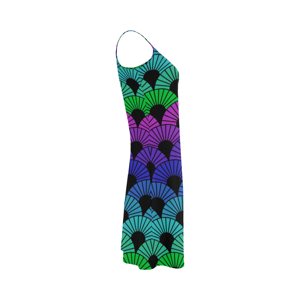 Peacock Colors Mandala Fans by ArtformDesigns Alcestis Slip Dress (Model D05)