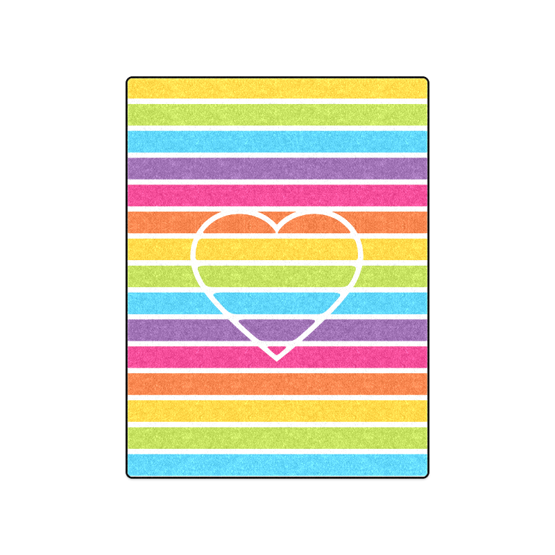 striped love rainbow heart Blanket 50"x60"