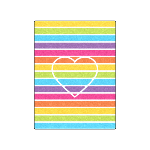 striped love rainbow heart Blanket 50"x60"