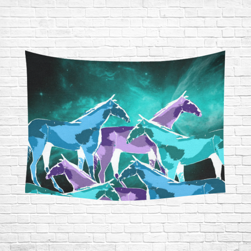 Horses under a galaxy Cotton Linen Wall Tapestry 80"x 60"