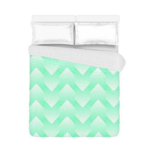 Mint Green and White Pattern Duvet Cover 86"x70" ( All-over-print)
