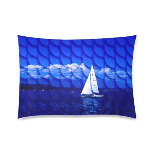 sailing blue and fishscales Custom Zippered Pillow Case 20"x30" (one side)