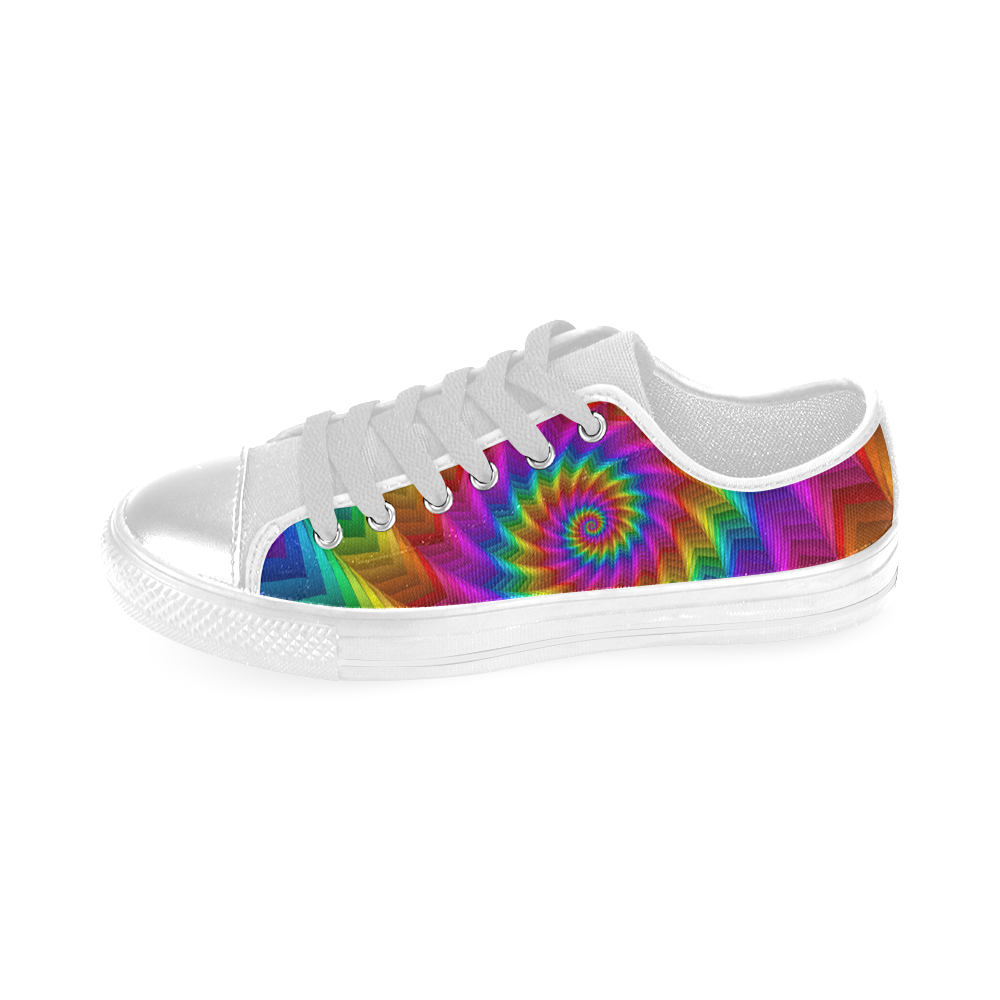 Psychedelic Rainbow Spiral Fractal Men's Classic Canvas Shoes (Model 018)