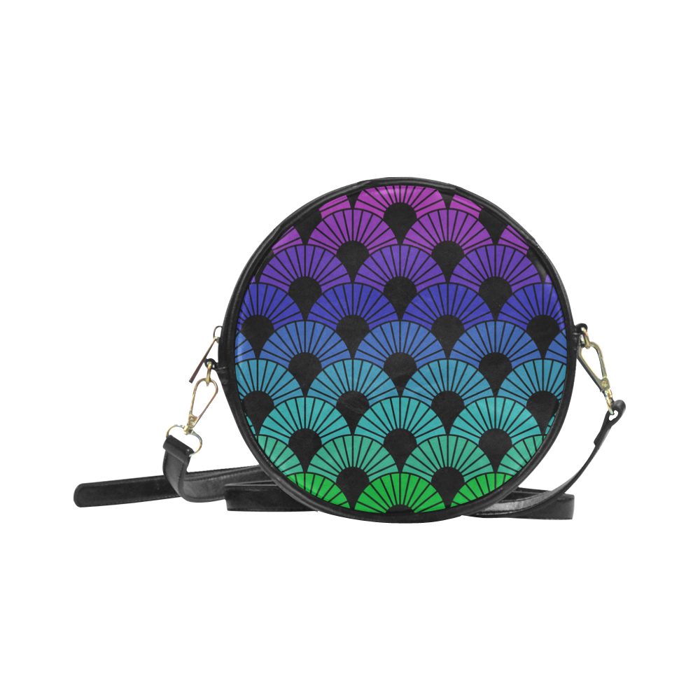 Peacock Colors Mandala Fans by ArtformDesigns Round Sling Bag (Model 1647)