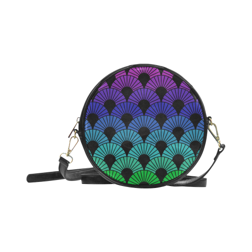 Peacock Colors Mandala Fans by ArtformDesigns Round Sling Bag (Model 1647)
