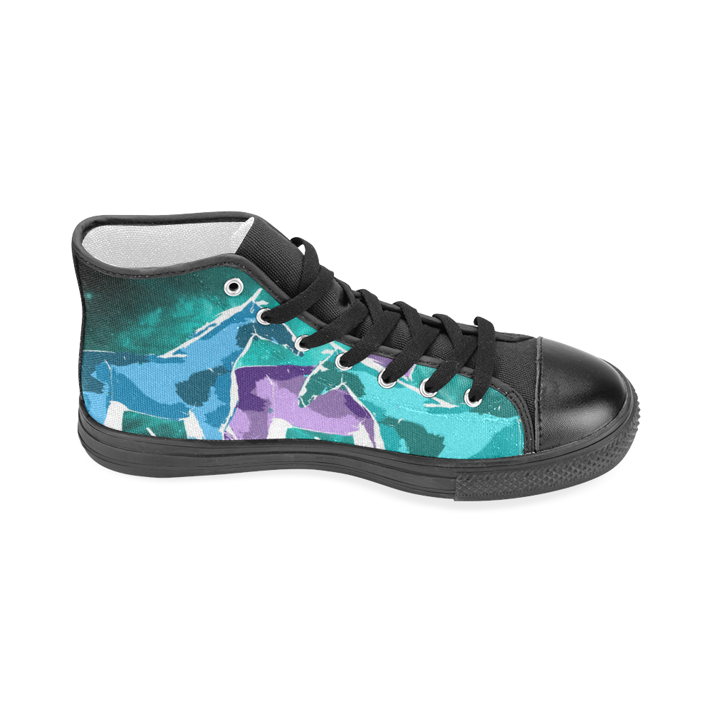 Horses under a galaxy Men’s Classic High Top Canvas Shoes (Model 017)