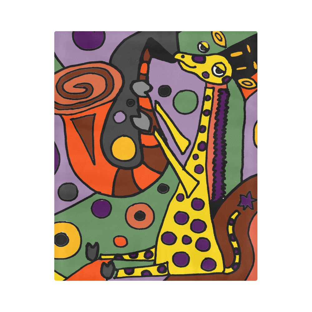 Funny Giraffe Playing Saxophone Art Duvet Cover 86"x70" ( All-over-print)