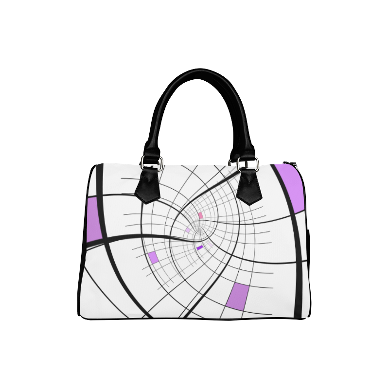 Swirl Grid Lilac Rose Spiral Boston Handbag (Model 1621)