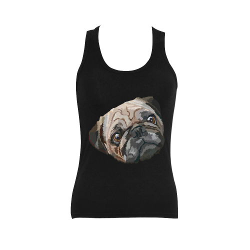 pug love Women's Shoulder-Free Tank Top (Model T35)