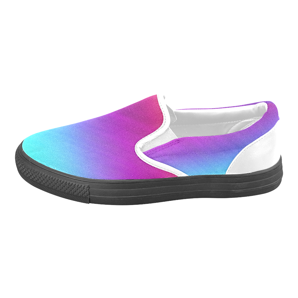 Neon Rainbow Rays Of Light Women's Unusual Slip-on Canvas Shoes (Model 019)