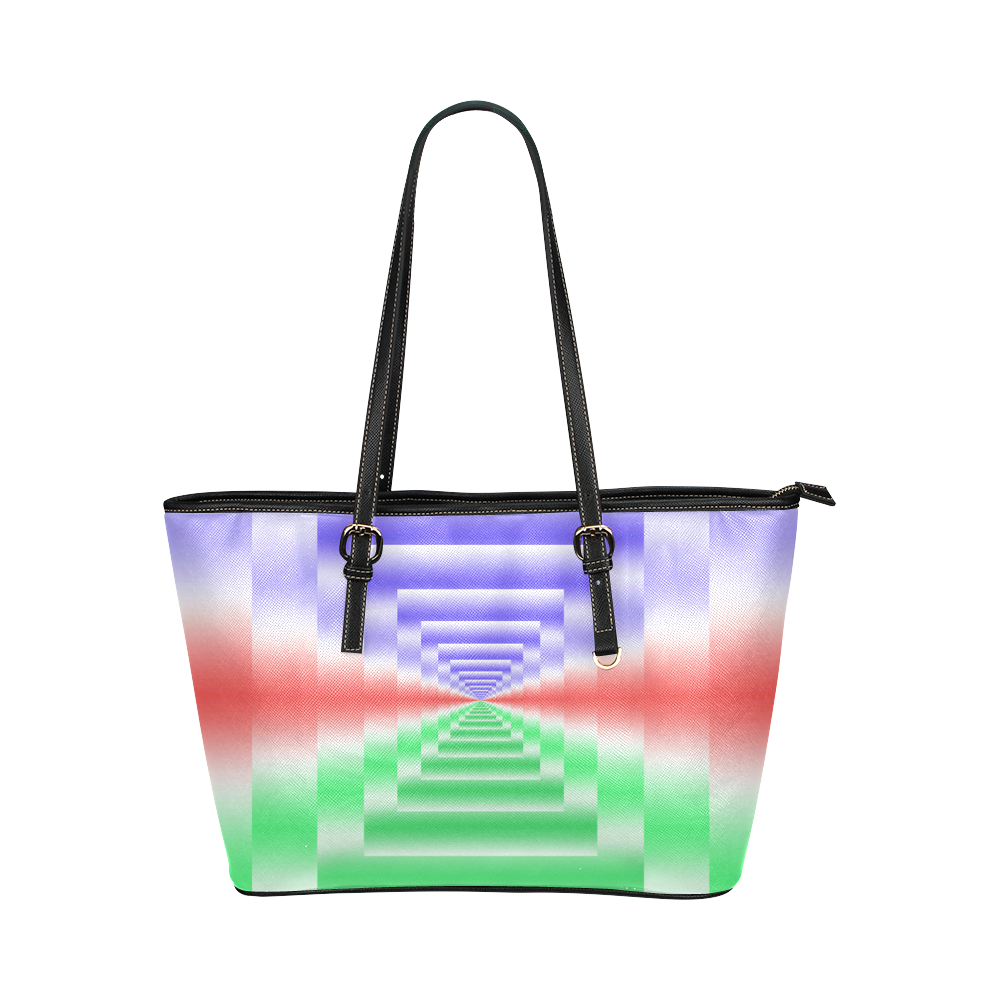 Colorful Endless Window Green Red Blue Leather Tote Bag/Small (Model 1651)