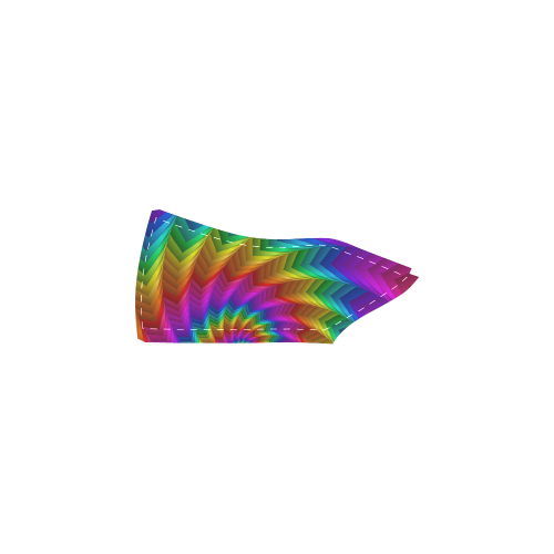Psychedelic Rainbow Spiral Fractal Men's Slip-on Canvas Shoes (Model 019)
