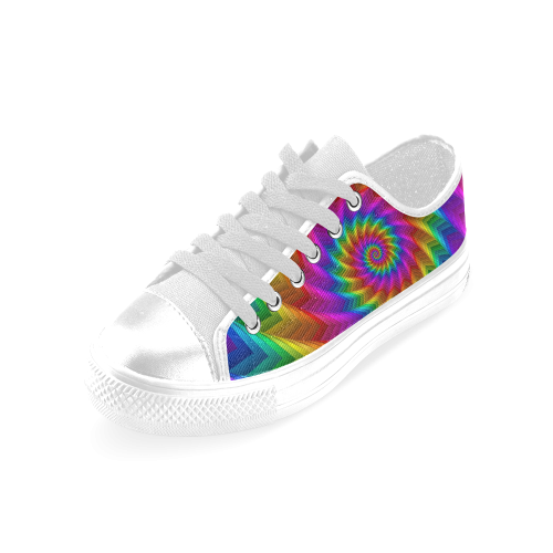 Psychedelic Rainbow Spiral Fractal Men's Classic Canvas Shoes (Model 018)