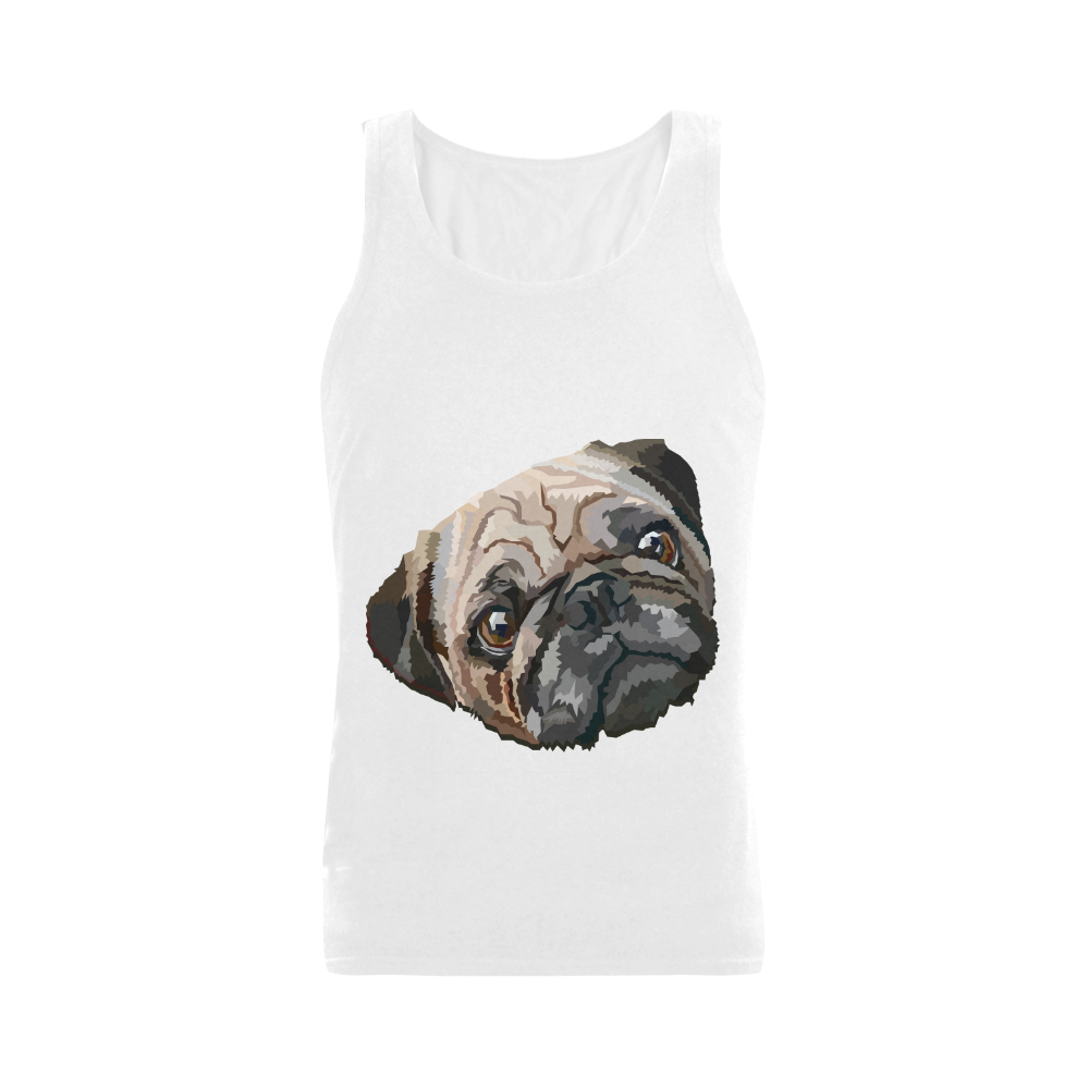 pug love Plus-size Men's Shoulder-Free Tank Top (Model T33)