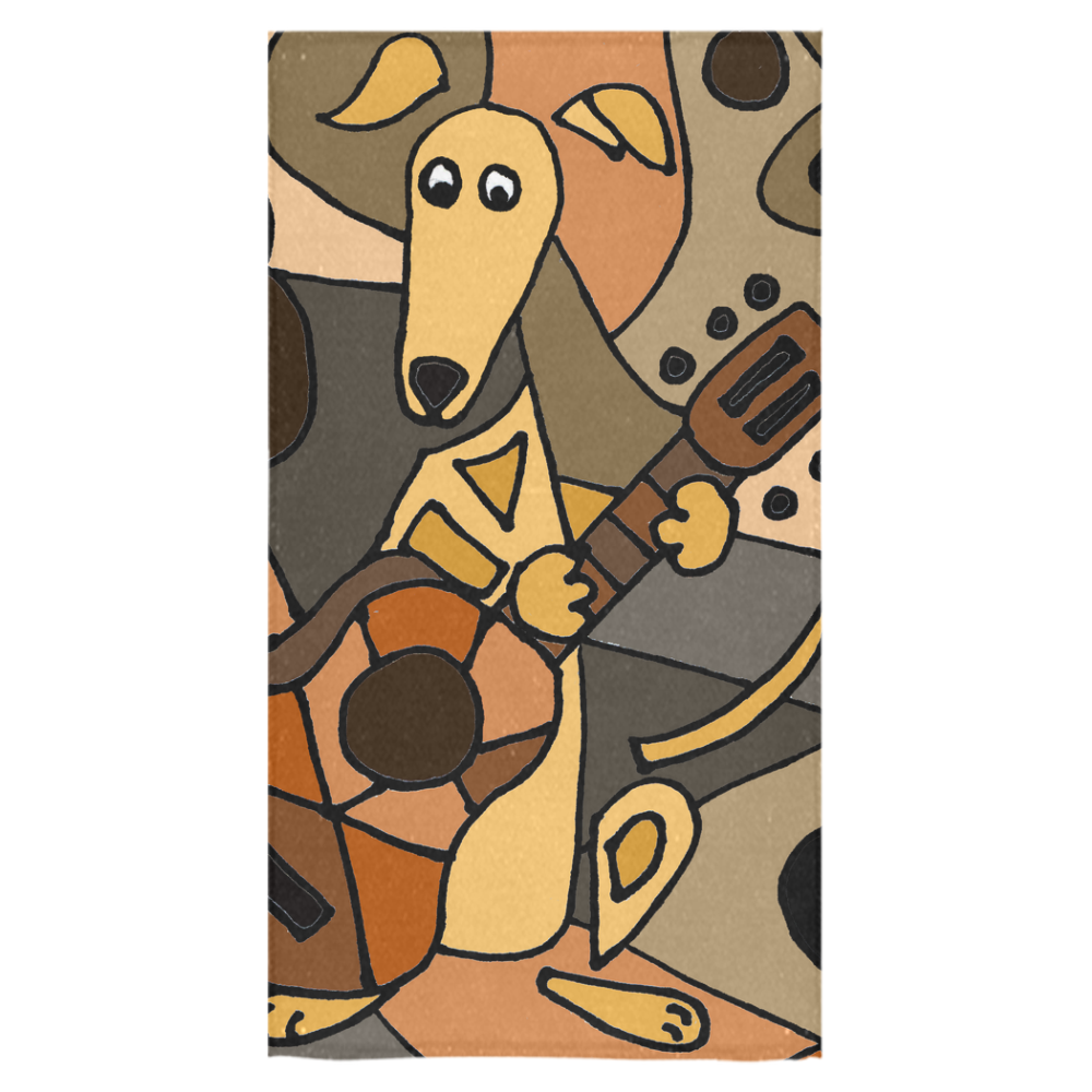 Funny Greyhound Dog Playing Guitar Art Bath Towel 30"x56"