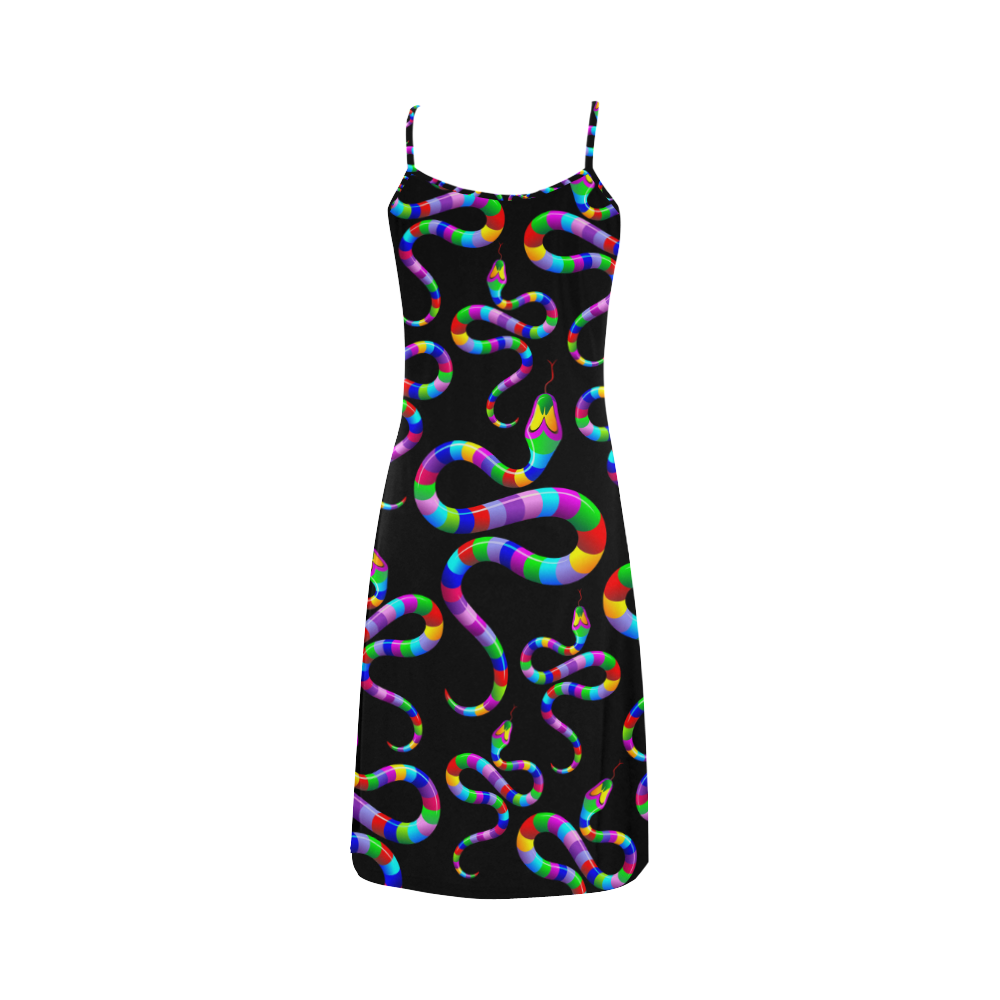 Snake Psychedelic Rainbow Colors Alcestis Slip Dress (Model D05)