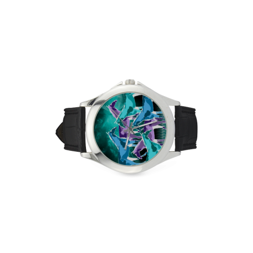 Horses under a galaxy Women's Classic Leather Strap Watch(Model 203)