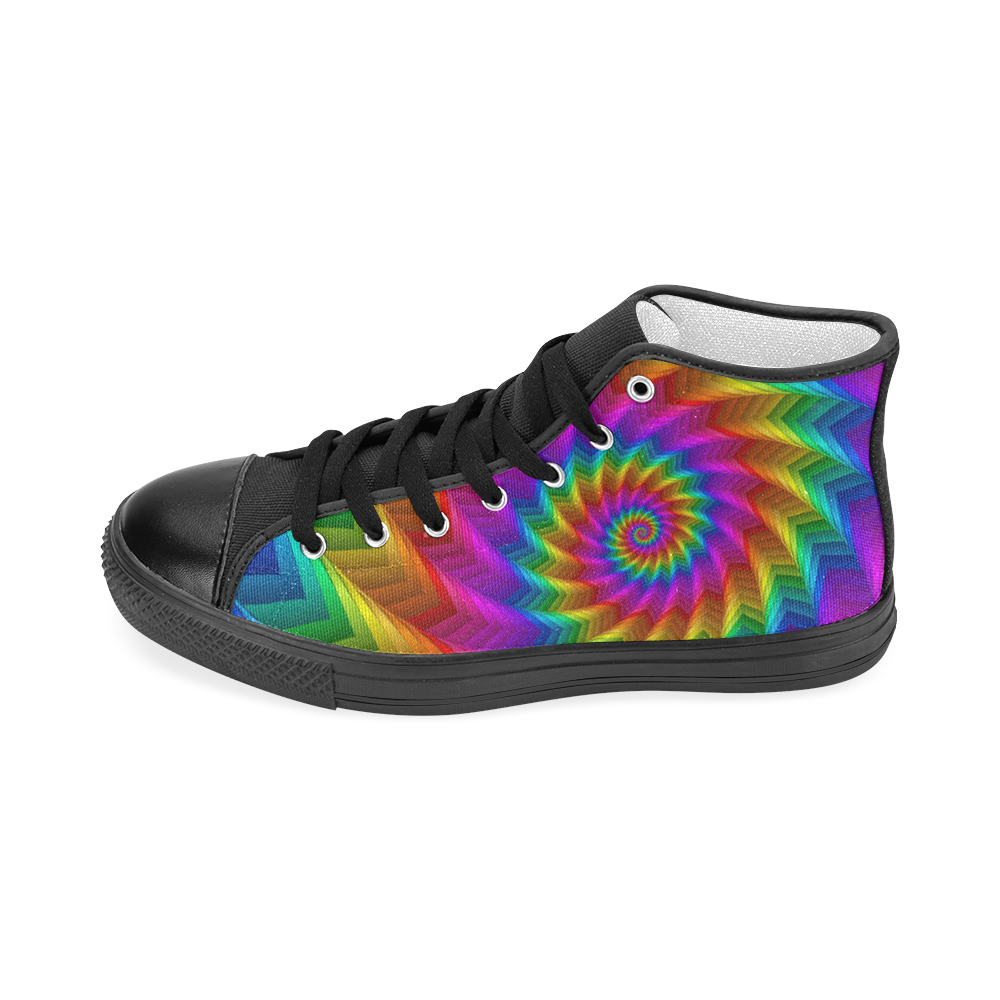 Psychedelic Rainbow Spiral Fractal Men’s Classic High Top Canvas Shoes (Model 017)
