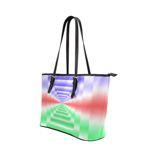 Colorful Endless Window Green Red Blue Leather Tote Bag/Small (Model 1651)