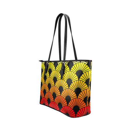 Firey Colors Mandala Sun Fans by ArtformDesigns Leather Tote Bag/Small (Model 1651)