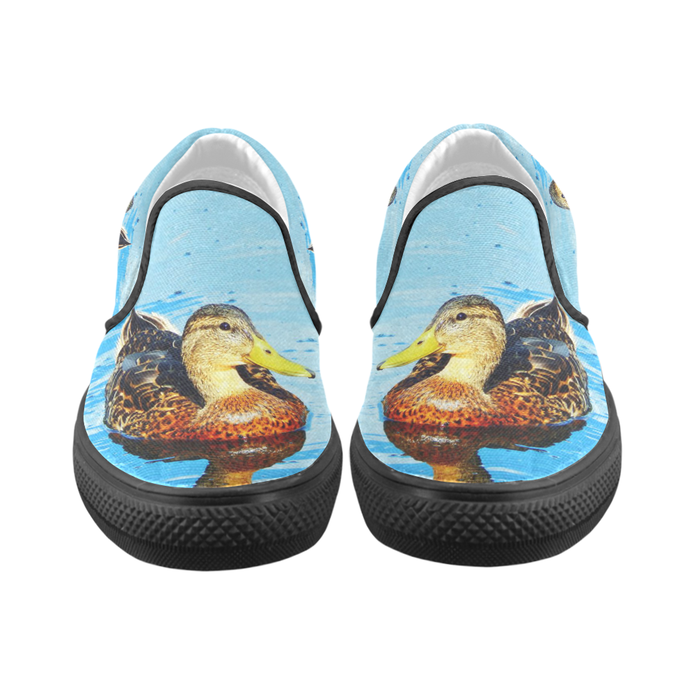Duck Reflected Men's Unusual Slip-on Canvas Shoes (Model 019)