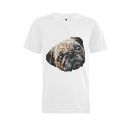 pug love Men's V-Neck T-shirt (USA Size) (Model T10)