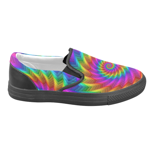 Psychedelic Rainbow Spiral Fractal Men's Unusual Slip-on Canvas Shoes (Model 019)