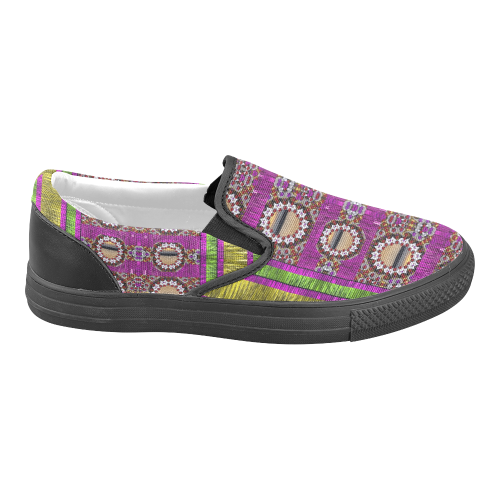Rainbow love for the nature and sunset Women's Unusual Slip-on Canvas Shoes (Model 019)