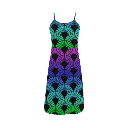 Peacock Colors Mandala Fans by ArtformDesigns Alcestis Slip Dress (Model D05)