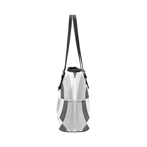 Crazy Dart Black and White Leather Tote Bag/Small (Model 1651)