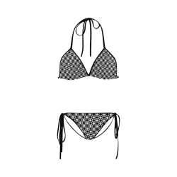 Modern DOTS in SQUARES pattern - black white Custom Bikini Swimsuit