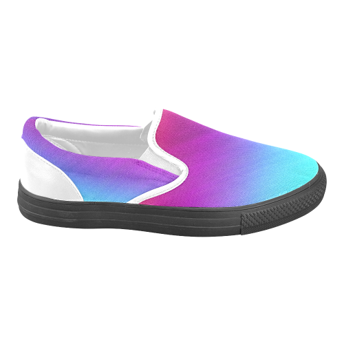 Neon Rainbow Rays Of Light Women's Unusual Slip-on Canvas Shoes (Model 019)